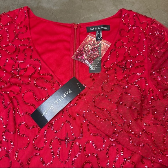 Adrianna Papell- Papelll Studio Beaded Midi Cocktail Party Dress Sz 14 - Picture 10 of 13